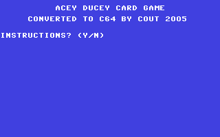 Acey Ducey Card Game