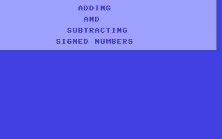 Adding and Subtracting Signed Numbers
