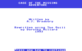 Case of the Missing Adventure