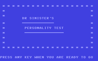 Dr. Sinister's Personality Test
