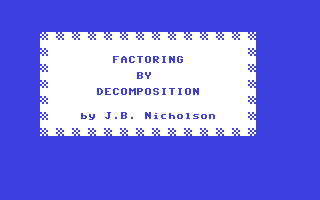 Factoring by Decomposition