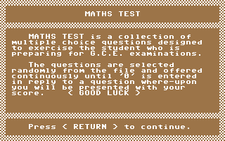 Mathematics Test
