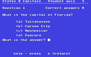 States and Capitals Quiz